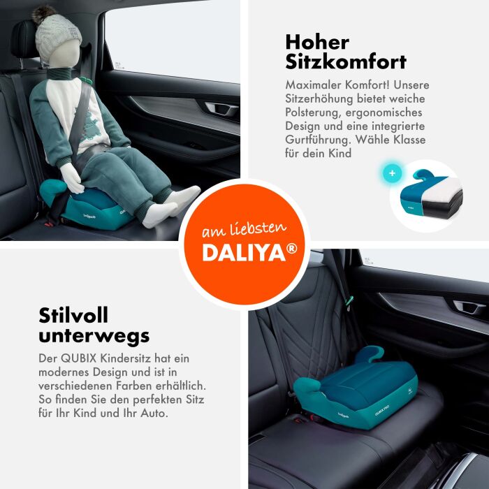 Daliya&reg; QUBIX PRO Kindersitzerh&ouml;hung Isofix und I-Size (T&uuml;rkis - Blau)