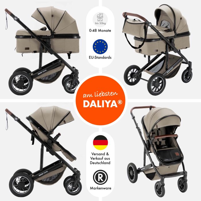 Daliya&reg; FLEXI-PRO 2in1 Kinderwagen &amp; Buggy (Beige Leinen)