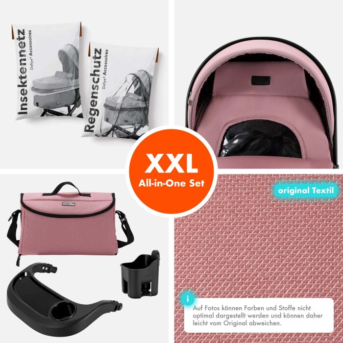 Daliya® FLEXI-PRO 2in1 Kinderwagen & Buggy (Rosa Leinen)