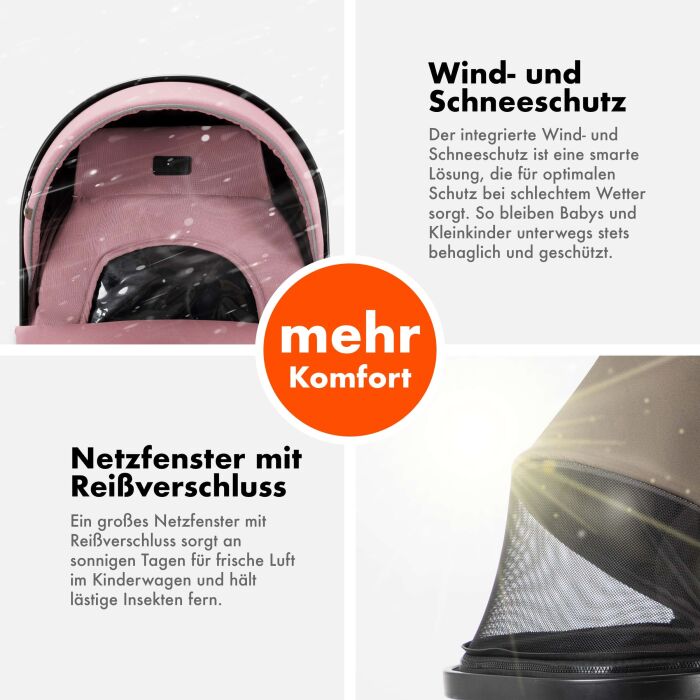 Daliya® FLEXI-PRO 2in1 Kinderwagen & Buggy (Rosa Leinen)