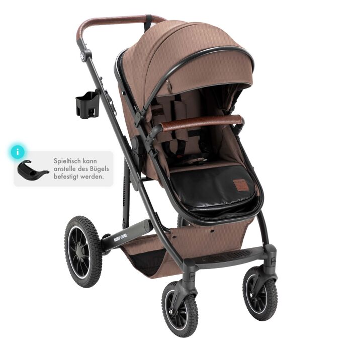 Daliya® FLEXI-PRO 2in1 Kinderwagen & Buggy (Beige-Rosa Leinen)
