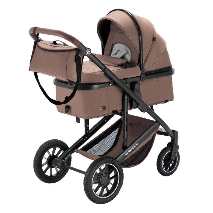 Daliya® FLEXI-PRO 2in1 Kinderwagen & Buggy (Beige-Rosa Leinen)