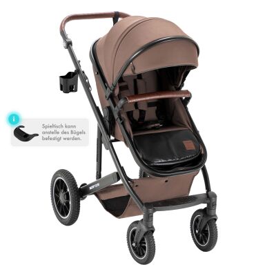 Daliya® FLEXI-PRO 2in1 Kinderwagen & Buggy (Beige-Rosa Leinen)