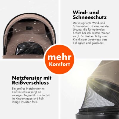 Daliya® FLEXI-PRO 2in1 Kinderwagen & Buggy (Beige-Rosa Leinen)