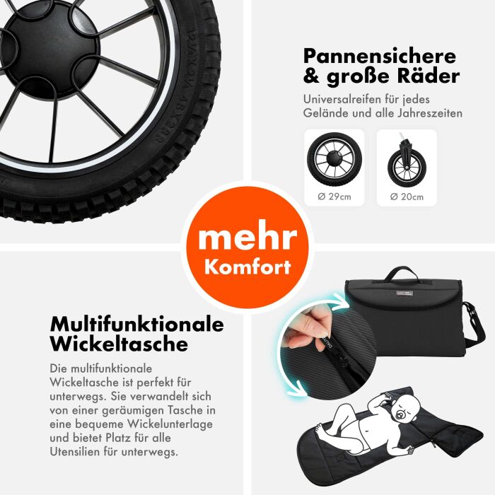 Daliya® FLEXI-PRO 2in1 Kinderwagen & Buggy (Dunkelgrau Leinen)