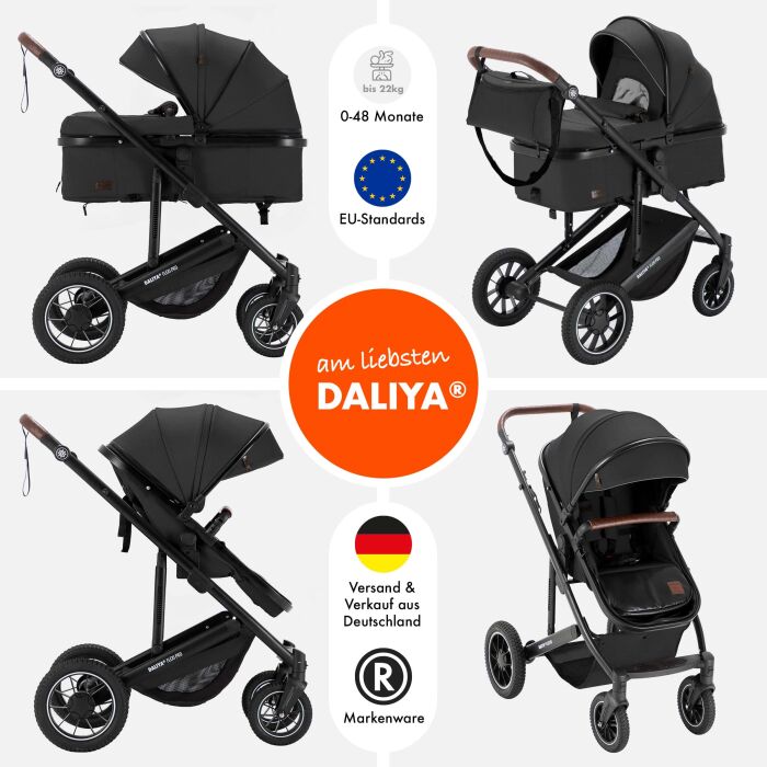 Daliya® FLEXI-PRO 2in1 Kinderwagen & Buggy (Dunkelgrau Leinen)