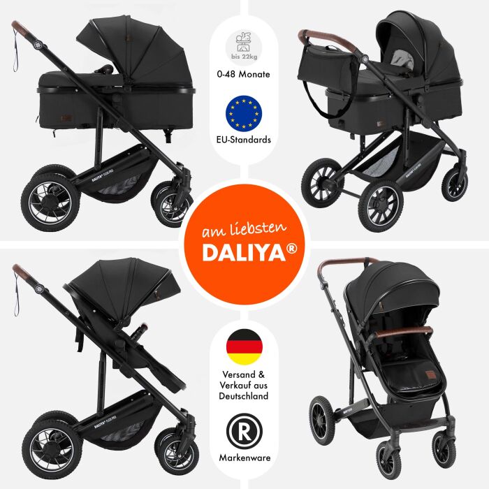 Daliya&reg; FLEXI-PRO 2in1 Kinderwagen &amp; Buggy (Dunkelgrau Leinen)