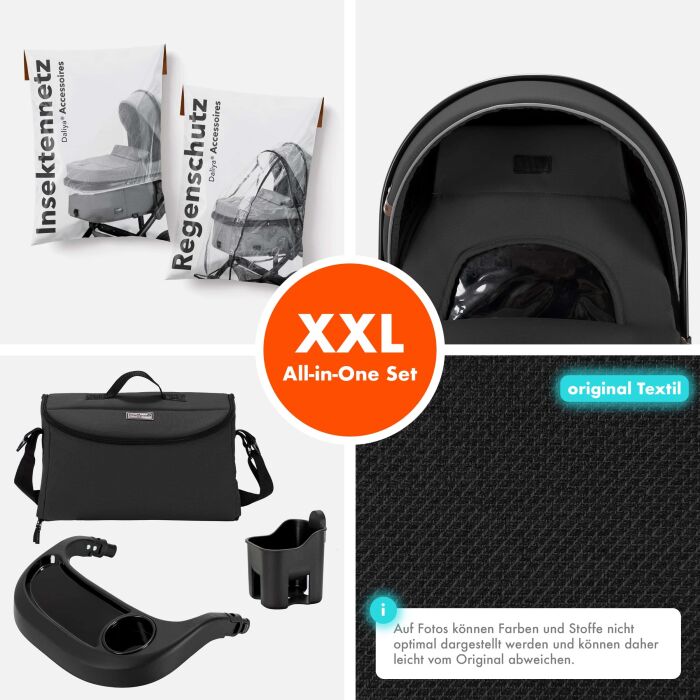 Daliya® FLEXI-PRO 2in1 Kinderwagen & Buggy (Dunkelgrau Leinen)