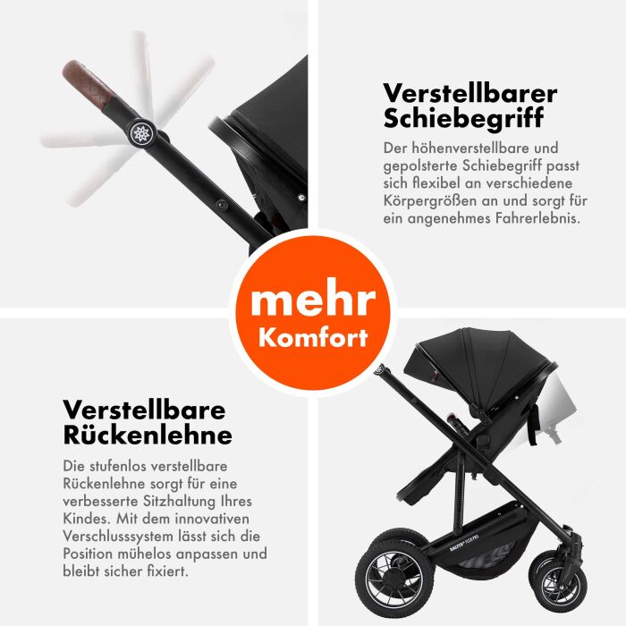 Daliya® FLEXI-PRO 2in1 Kinderwagen & Buggy (Dunkelgrau Leinen)