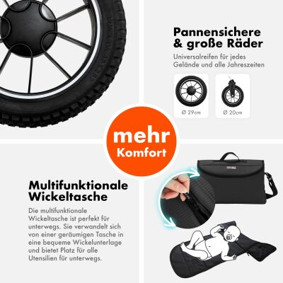 Daliya® FLEXI-PRO 2in1 Kinderwagen & Buggy (Dunkelgrau Leinen)