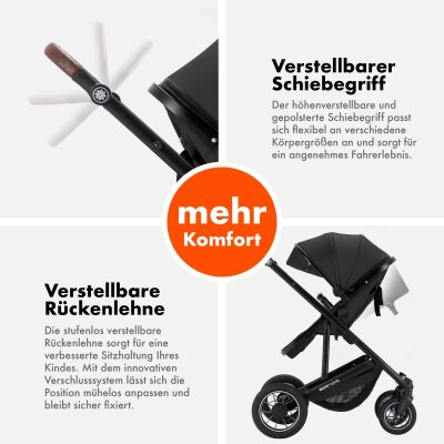 Daliya® FLEXI-PRO 2in1 Kinderwagen & Buggy (Dunkelgrau Leinen)