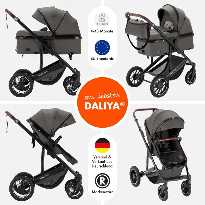 Daliya® FLEXI-PRO 2in1 Kinderwagen & Buggy (Grau-Grün)