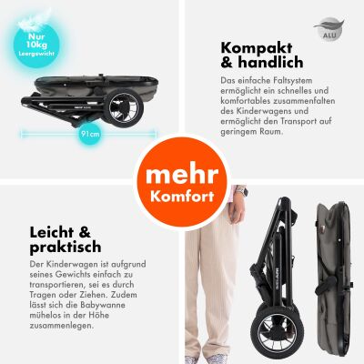 Daliya® FLEXI-PRO 2in1 Kinderwagen & Buggy (Grau-Grün)