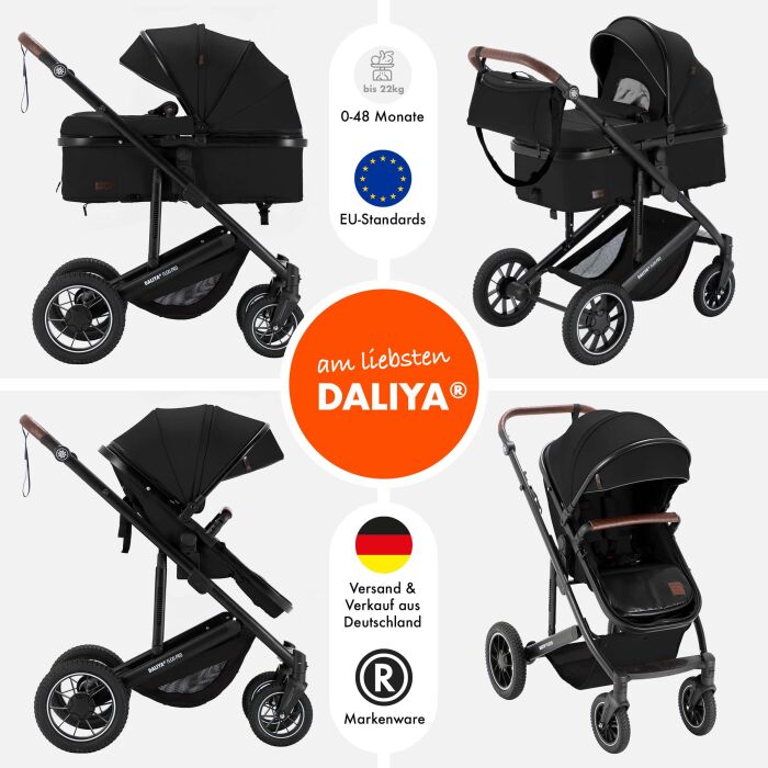 Daliya® FLEXI-PRO 2in1 Kinderwagen & Buggy (Schwarz Uni)