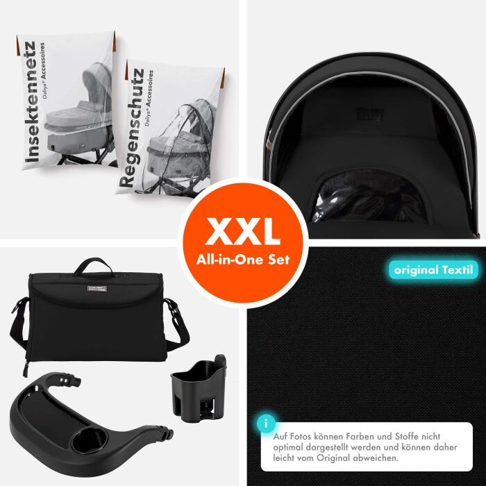 Daliya® FLEXI-PRO 2in1 Kinderwagen & Buggy (Schwarz Uni)