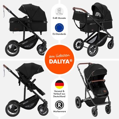 Daliya® FLEXI-PRO 2in1 Kinderwagen & Buggy (Schwarz Uni)