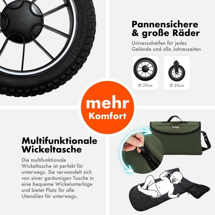 Daliya® FLEXI-PRO 2in1 Kinderwagen & Buggy (Olivgrün)