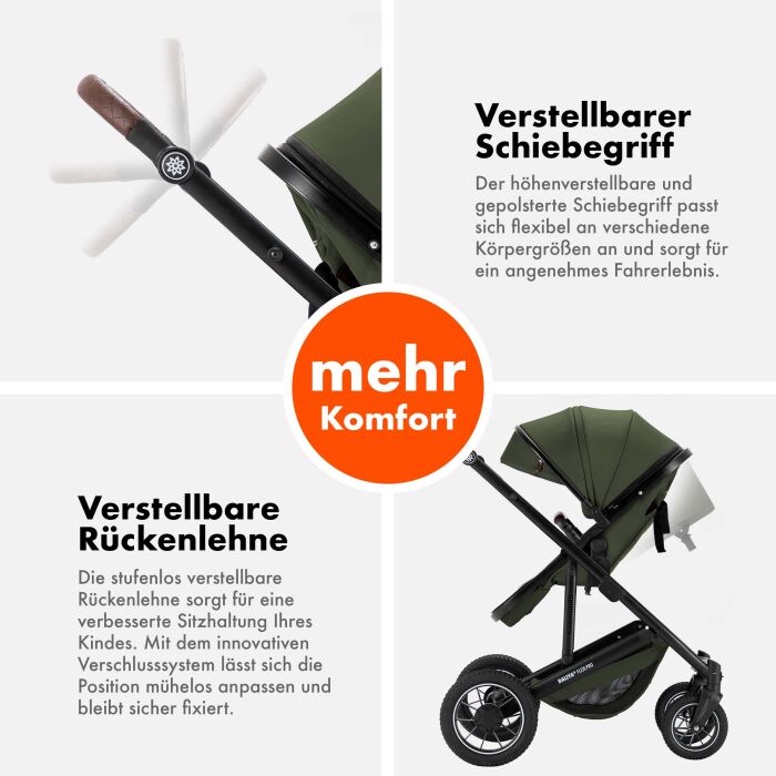 Daliya® FLEXI-PRO 2in1 Kinderwagen & Buggy (Olivgrün)