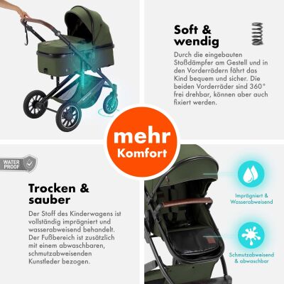 Daliya® FLEXI-PRO 2in1 Kinderwagen & Buggy (Olivgrün)