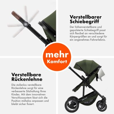Daliya® FLEXI-PRO 2in1 Kinderwagen & Buggy (Olivgrün)