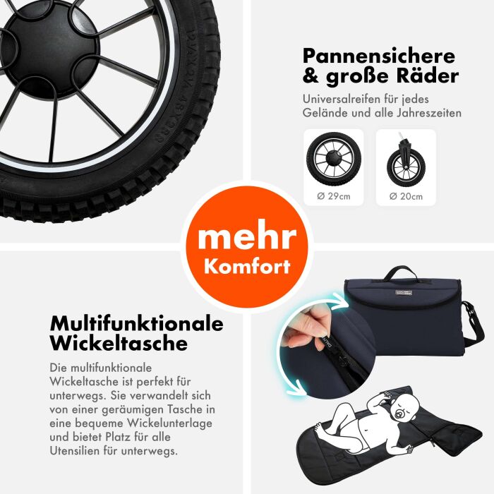 Daliya® FLEXI-PRO 2in1 Kinderwagen & Buggy (Blau-Grau)