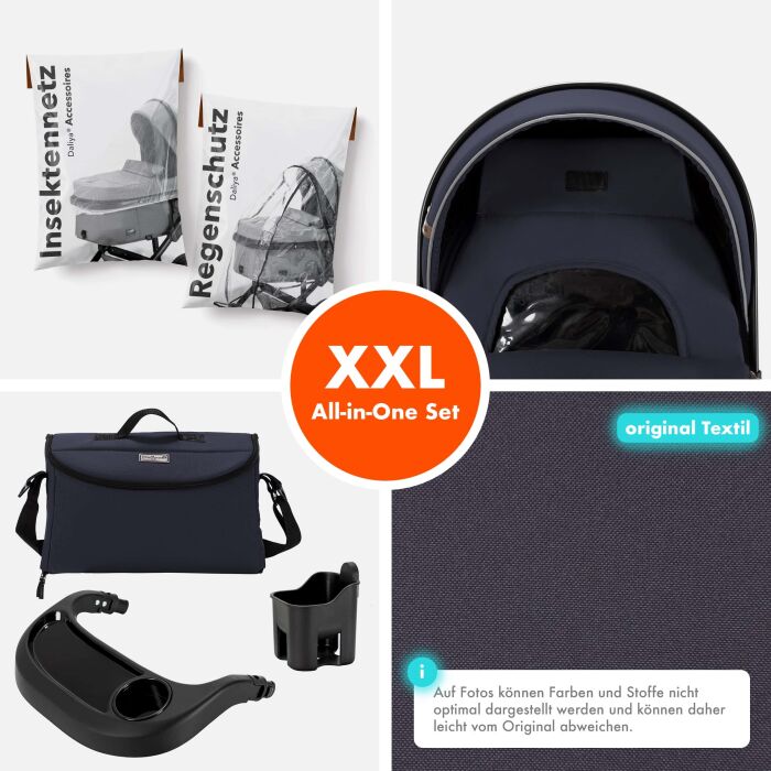 Daliya® FLEXI-PRO 2in1 Kinderwagen & Buggy (Blau-Grau)