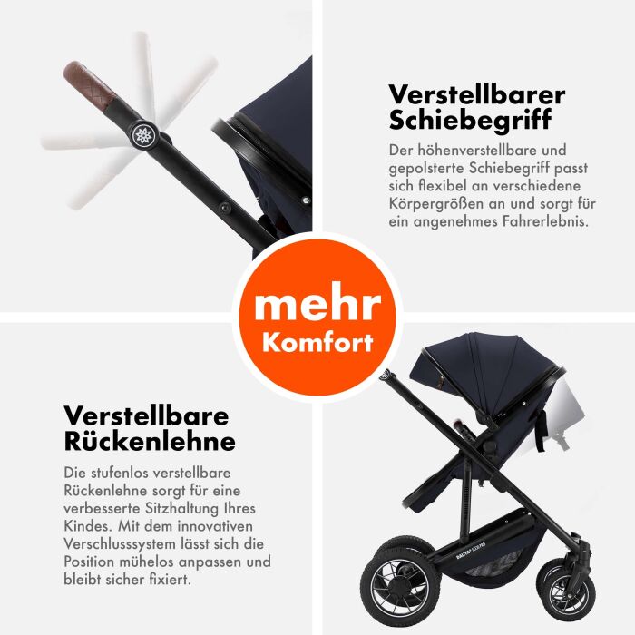 Daliya® FLEXI-PRO 2in1 Kinderwagen & Buggy (Blau-Grau)