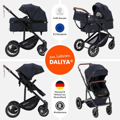 Daliya® FLEXI-PRO 2in1 Kinderwagen & Buggy (Blau-Grau)