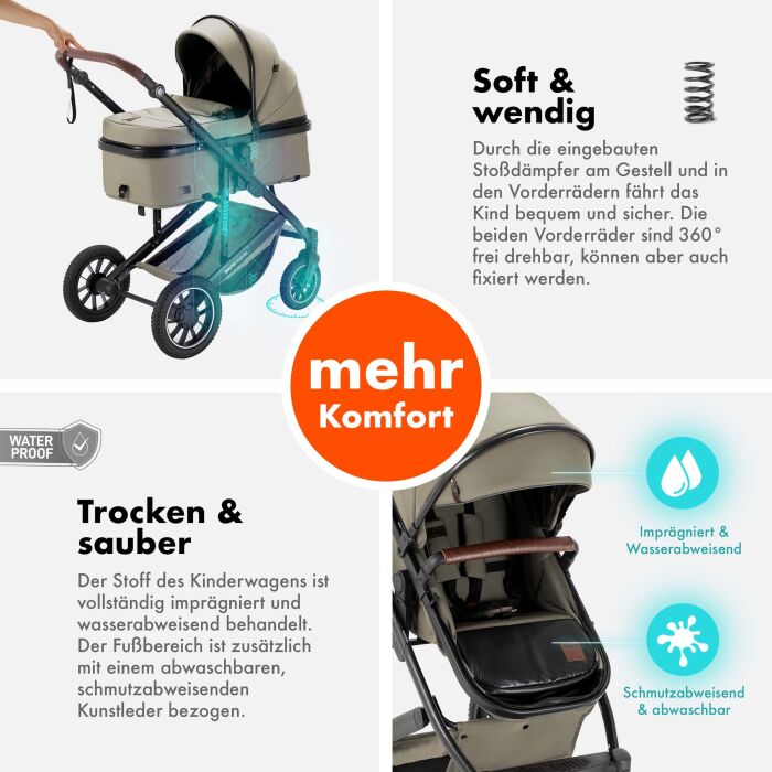 Daliya® FLEXI-PRO 2in1 Kinderwagen & Buggy (Beige)