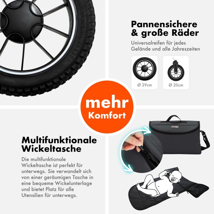 Daliya&reg; FLEXI-PRO 2in1 Kinderwagen &amp; Buggy (Dunkel-Grau)