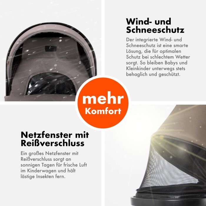 Daliya® FLEXI-PRO 2in1 Kinderwagen & Buggy (Braun-Grau)