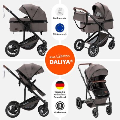 Daliya® FLEXI-PRO 2in1 Kinderwagen & Buggy (Braun-Grau)