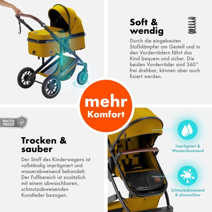 Daliya&reg; FLEXI-PRO 2in1 Kinderwagen &amp; Buggy (Gelb)