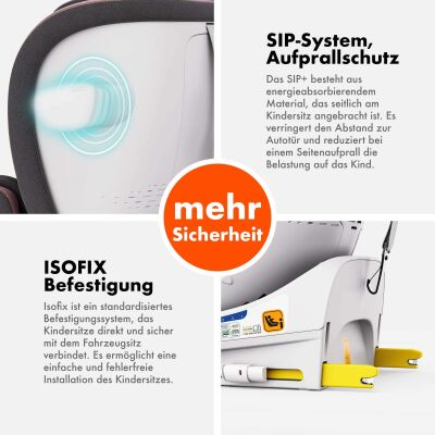 ROTAZIONE I-Size Kindersitz 360° drehbar – Rosa | I-Size, ISOFIX, Weicher Melange-Stoff