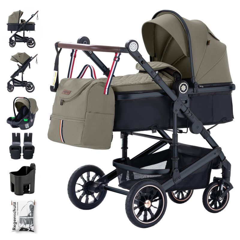 Daliya® NEOMOVE 3in1 Kinderwagen & Buggy (Schwarz-Braun)