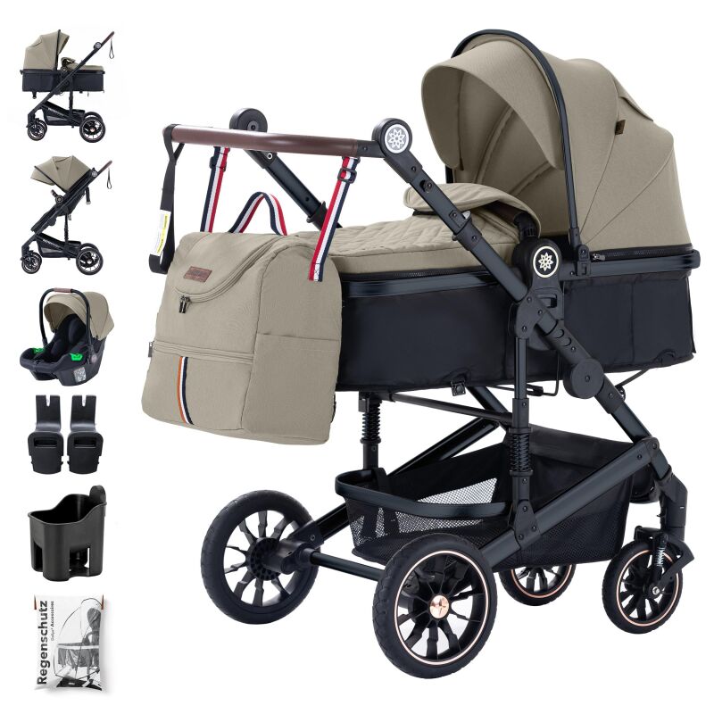 Daliya® NEOMOVE 3in1 Kinderwagen & Buggy (Schwarz-Beige)