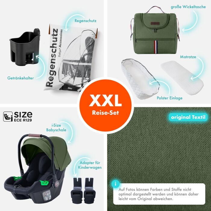 Daliya® NEOMOVE 3in1 Kinderwagen & Buggy (Schwarz-Olivgrün)