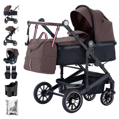 Daliya® NEOMOVE 3in1 Kinderwagen & Buggy (Schwarz-Weinrot)