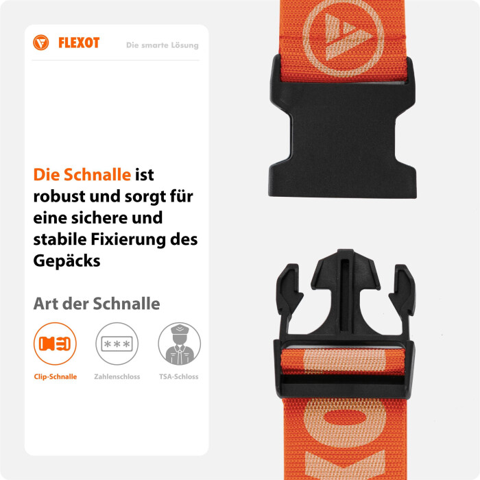 Flexot Koffergurt mit Clip-Schnalle (Farbauswahl)
