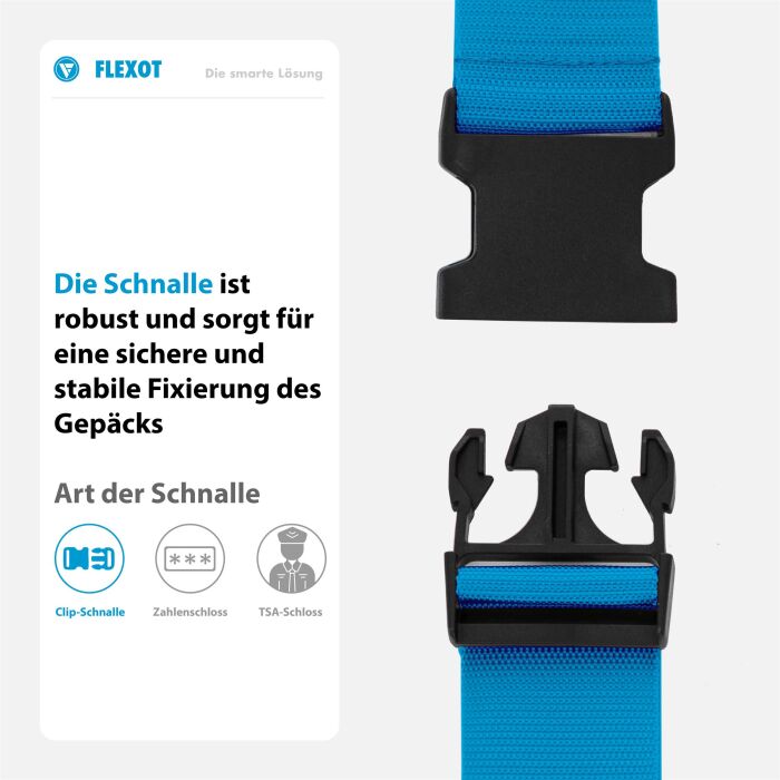 Flexot® Koffergurt mit Clip-Schnalle (Hellblau)