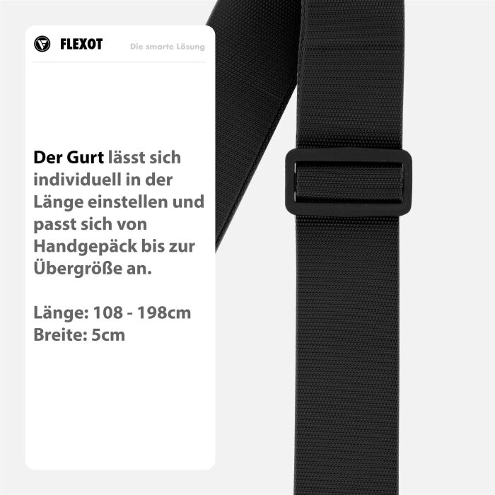 Flexot® Koffergurt mit Clip-Schnalle (Schwarz)