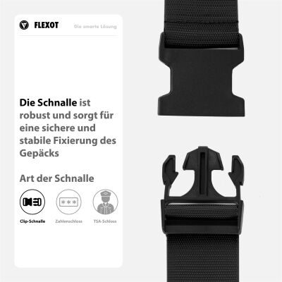 Flexot® Koffergurt mit Clip-Schnalle (Schwarz)
