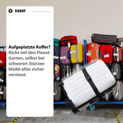 Flexot® Koffergurt mit Clip-Schnalle (Schwarz)