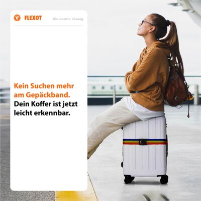 Flexot® Koffergurt mit Clip-Schnalle (Regenbogen)