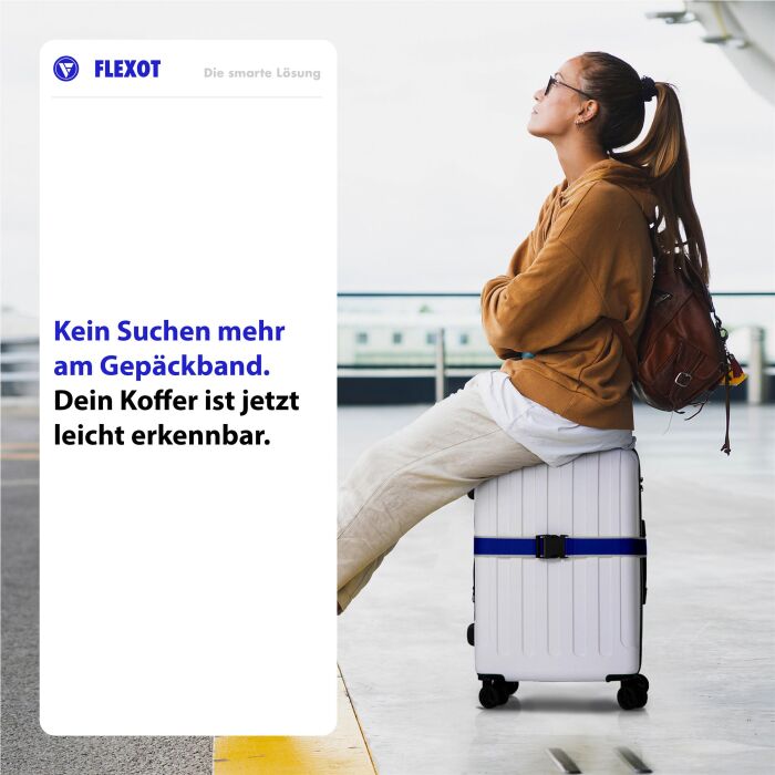 Flexot® Koffergurt mit Clip-Schnalle (Grau-Blau)