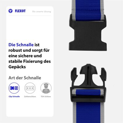 Flexot® Koffergurt mit Clip-Schnalle (Grau-Blau)