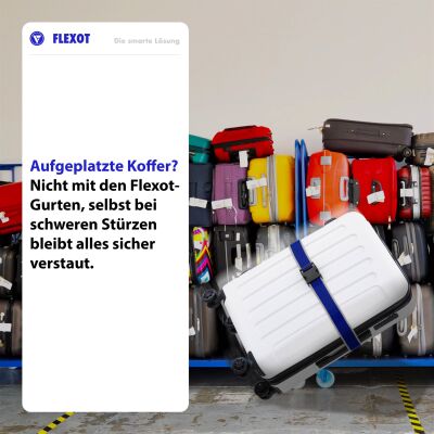 Flexot® Koffergurt mit Clip-Schnalle (Grau-Blau)