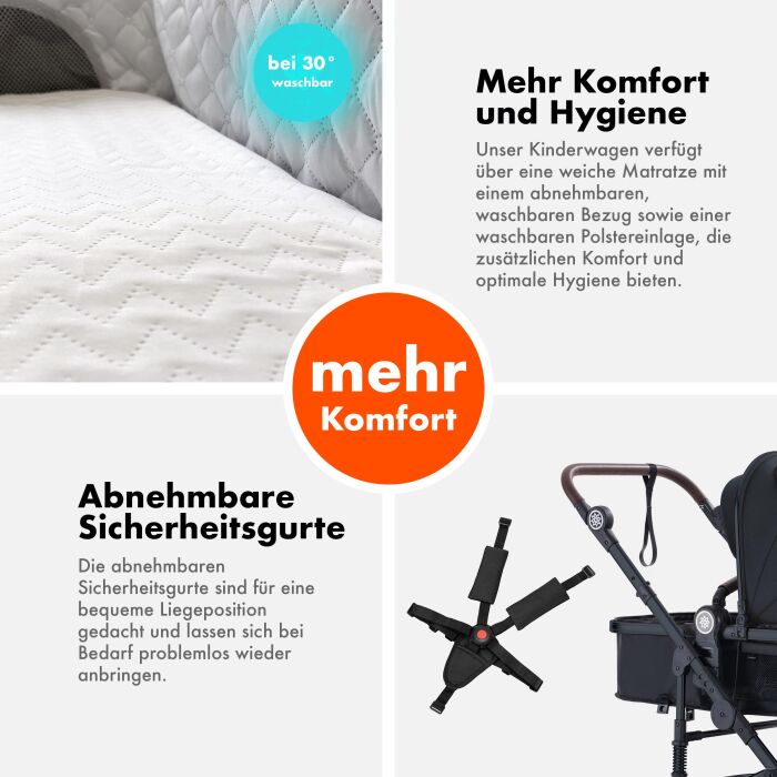 Daliya® NEOMOVE 2in1 Kinderwagen & Buggy (Schwarz-Schwarz)