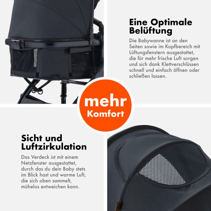 Daliya® NEOMOVE 2in1 Kinderwagen & Buggy (Schwarz-Schwarz)