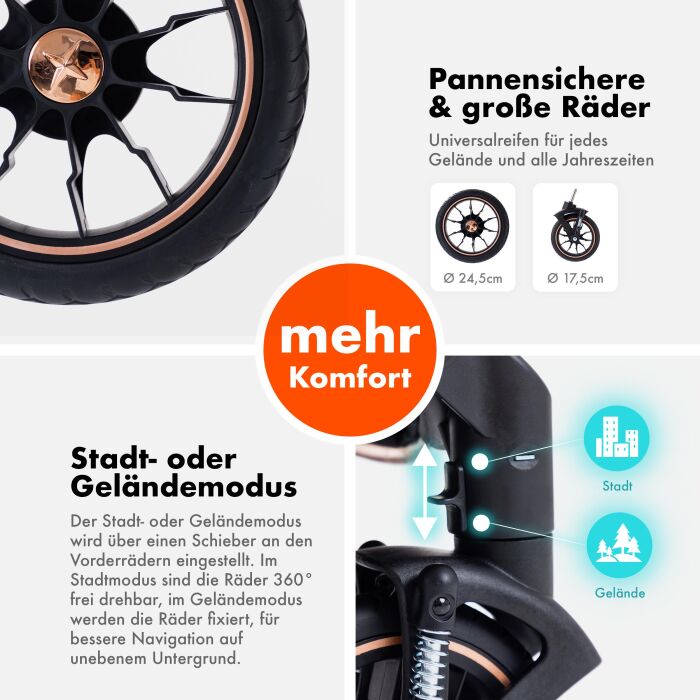 Daliya® NEOMOVE 2in1 Kinderwagen & Buggy (Schwarz-Schwarz)